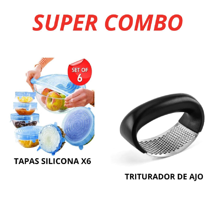 COMBO TAPAS SILICONA X6 + TRITURADOR DE AJO[Disfruta de Envío Gratis y Pago Contra Entrega en Toda Colombia].